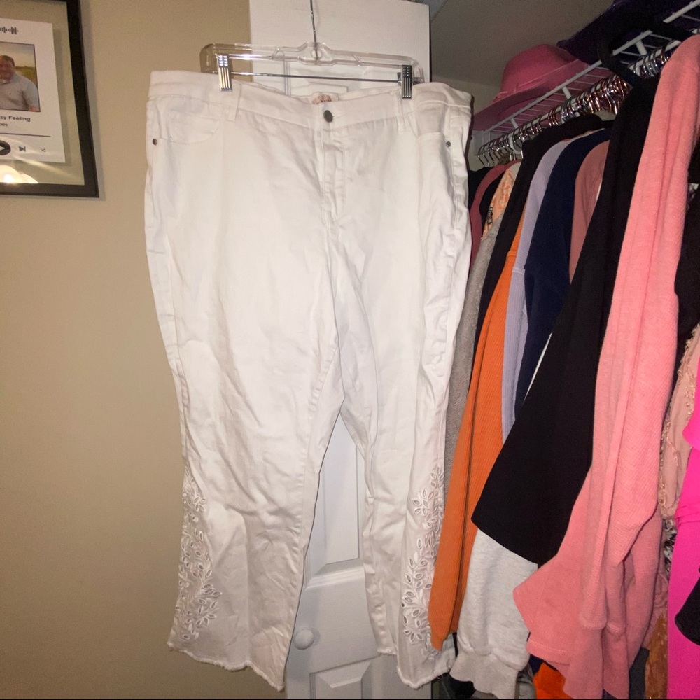 20W Philosophy from Belk white embroidered flare jeans  worn once